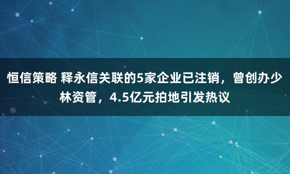 恒信策略 释永信关联的5家企业已注销，曾创办少林资管，4.5亿元拍地引发热议
